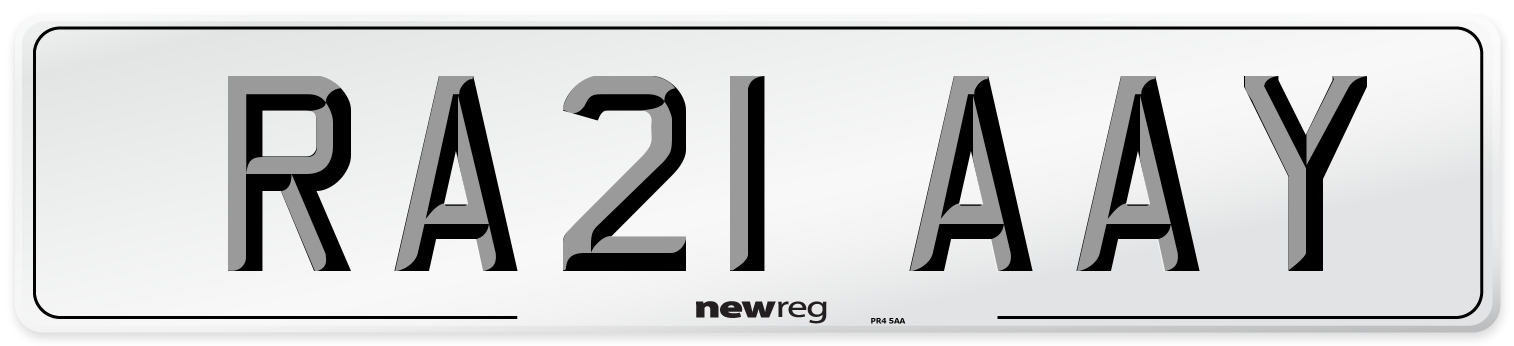 RA21 AAY Number Plate from New Reg